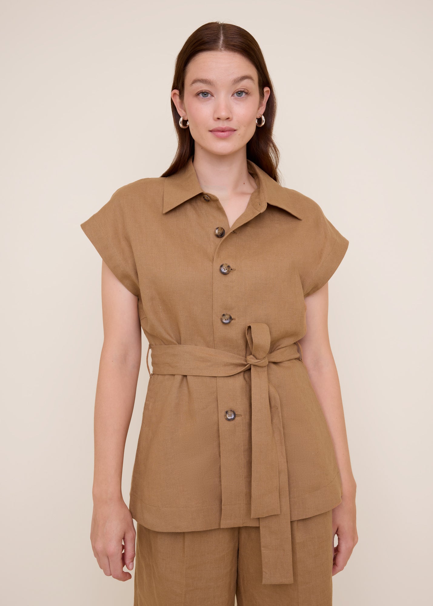 Short sleeve linen blouse