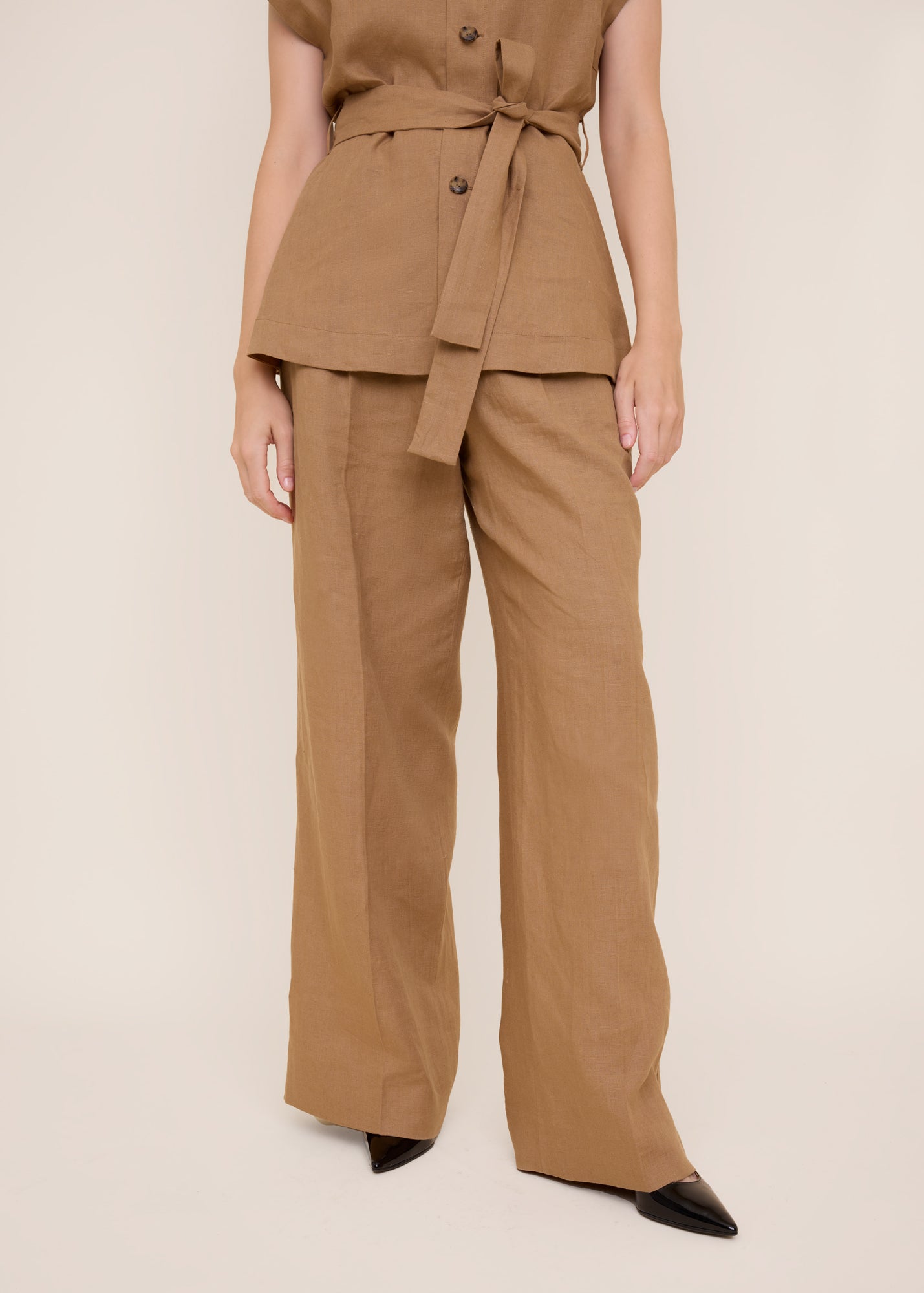 Wide leg linen trousers