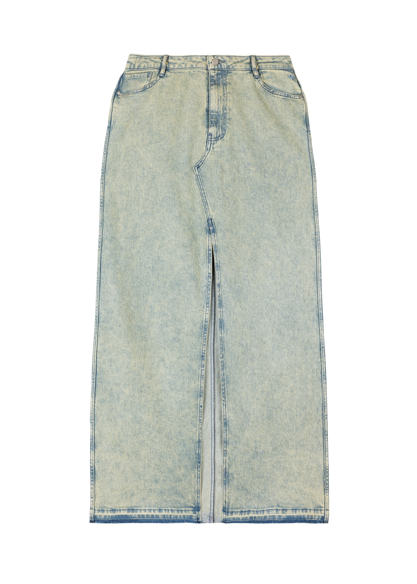 Long tinted denim skirt