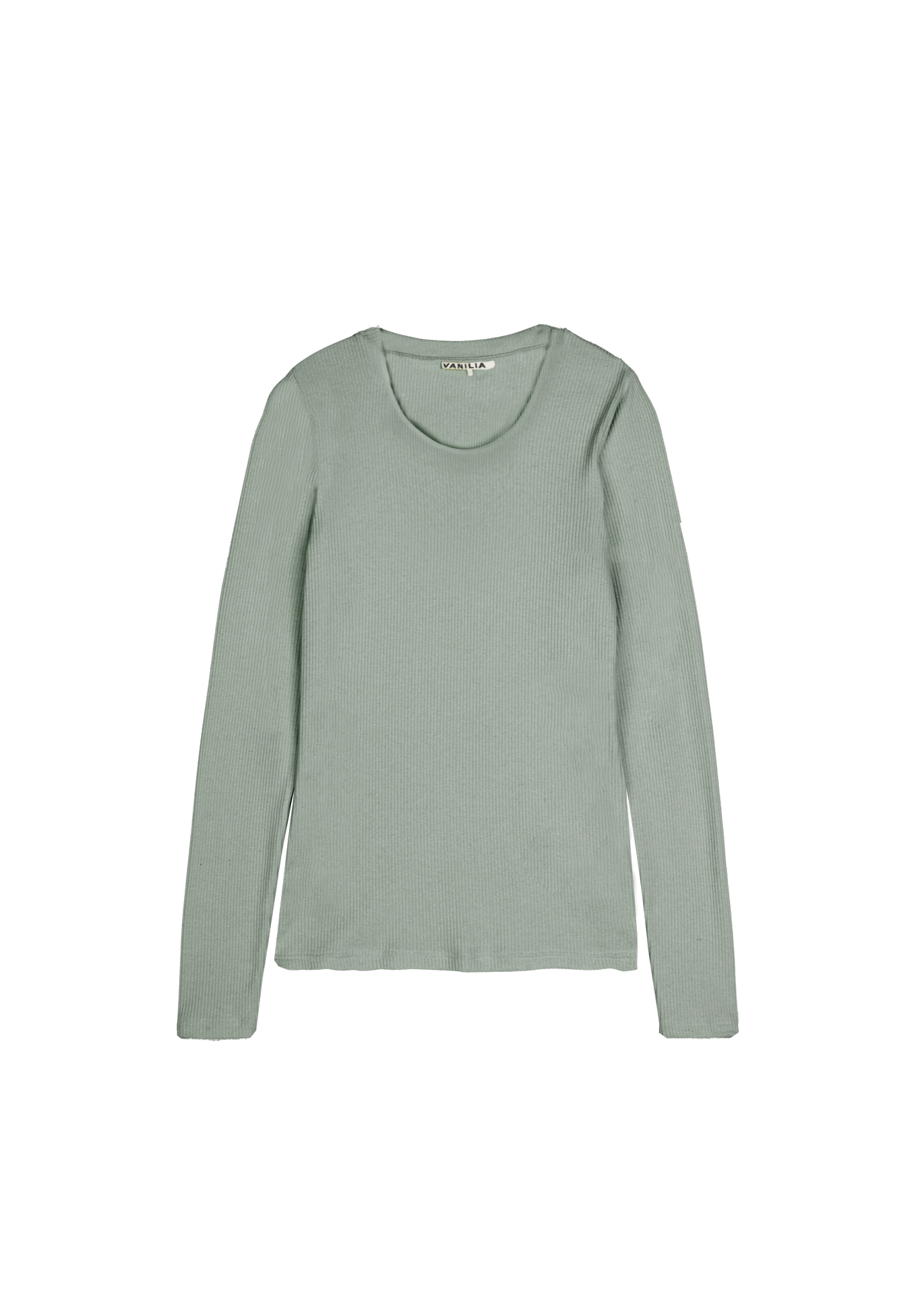 Tricot ribbed long-sleeved top