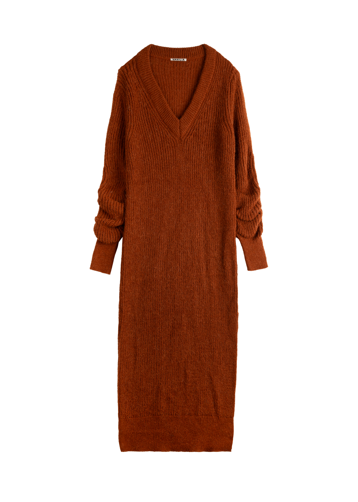 V-neck wool maxi dress