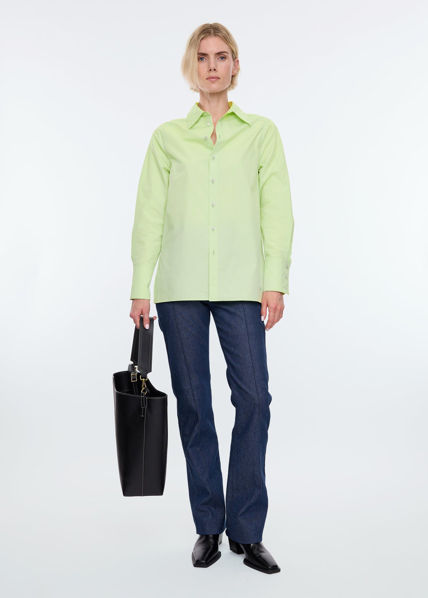 High cuff poplin blouse