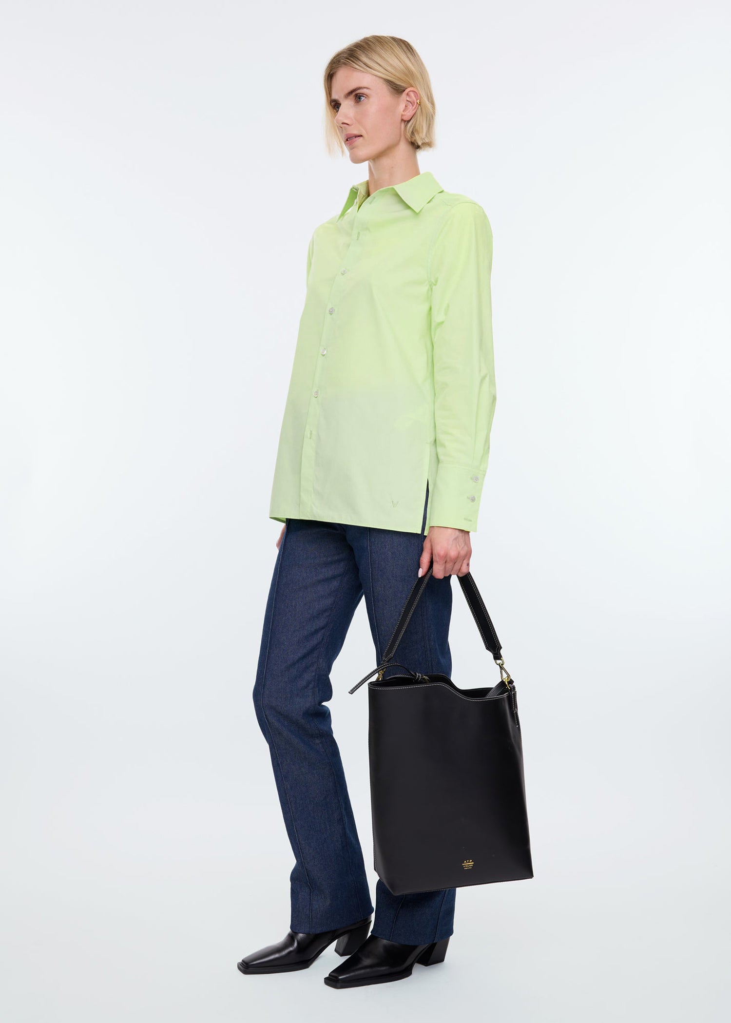 High cuff poplin blouse