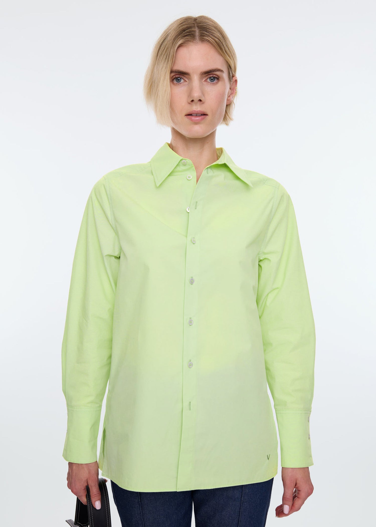 High cuff poplin blouse