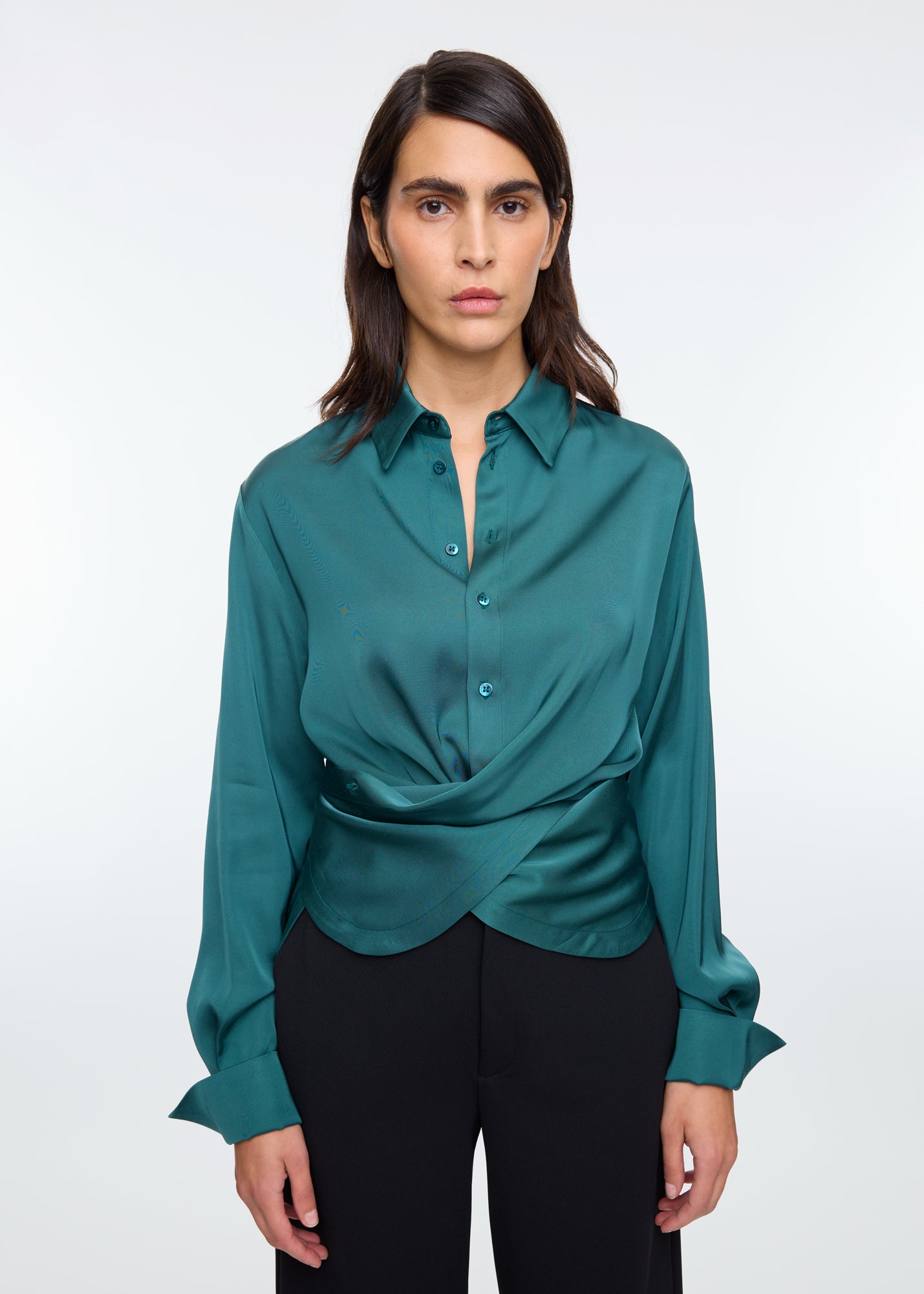 Satin wrap blouse