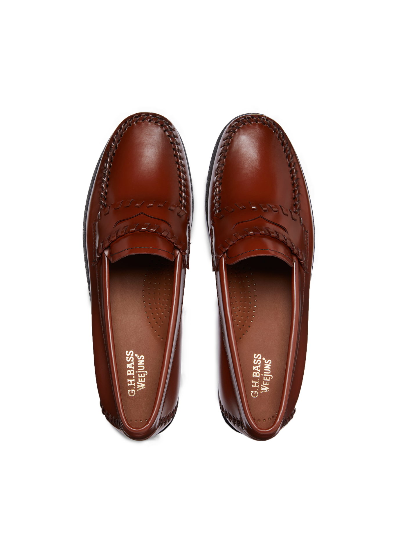 klassieke loafers cognac kleur 
 bovenaanzicht