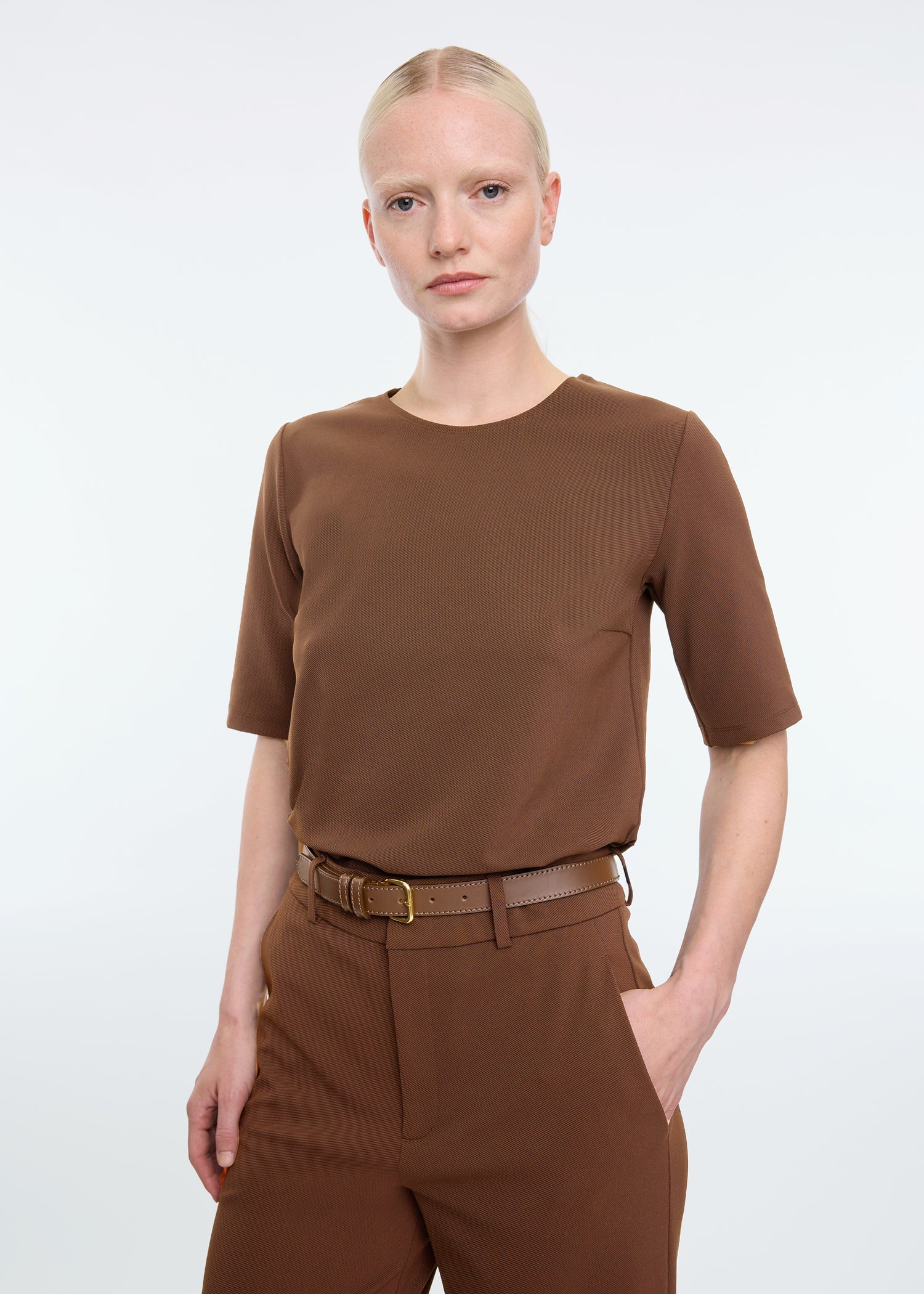 Mid sleeve twill top