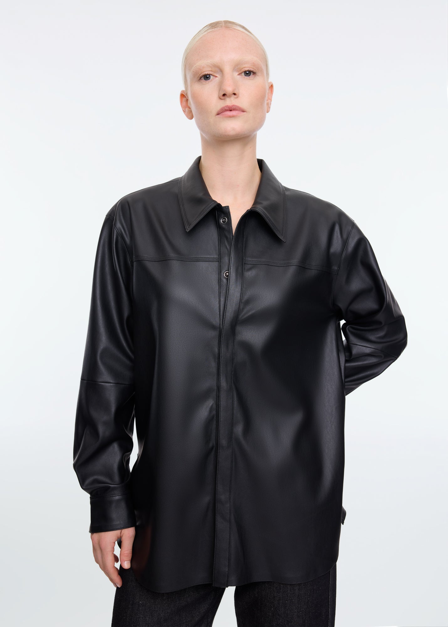 Faux leather shirt