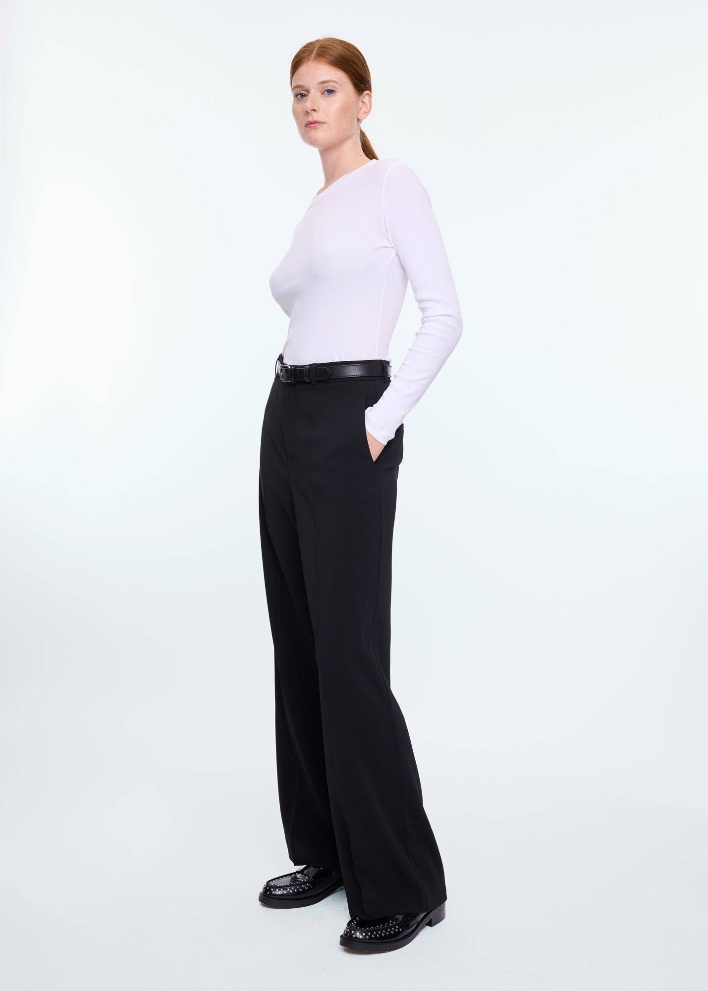 Regular fit crepe pants