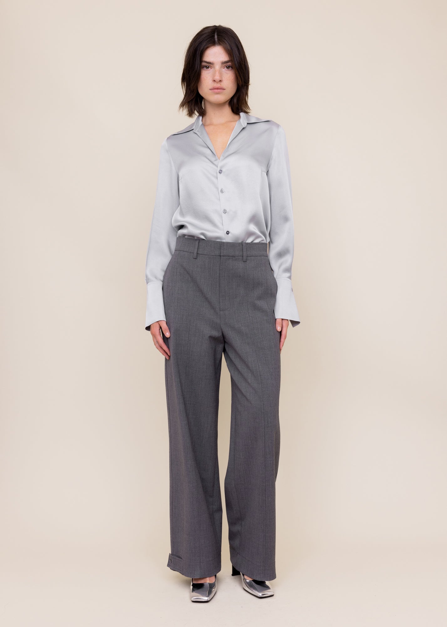 Tailored wide-leg wool trousers