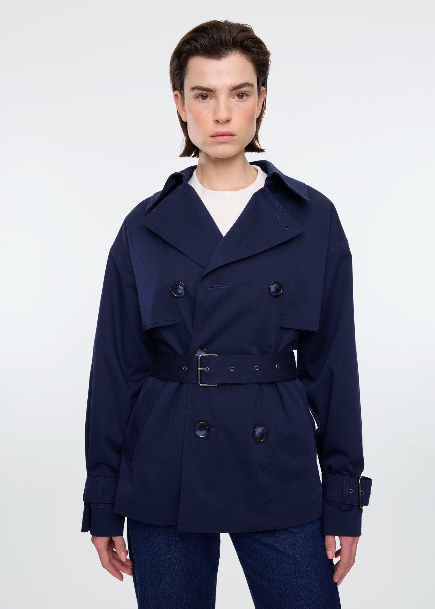 Short wide trench coat