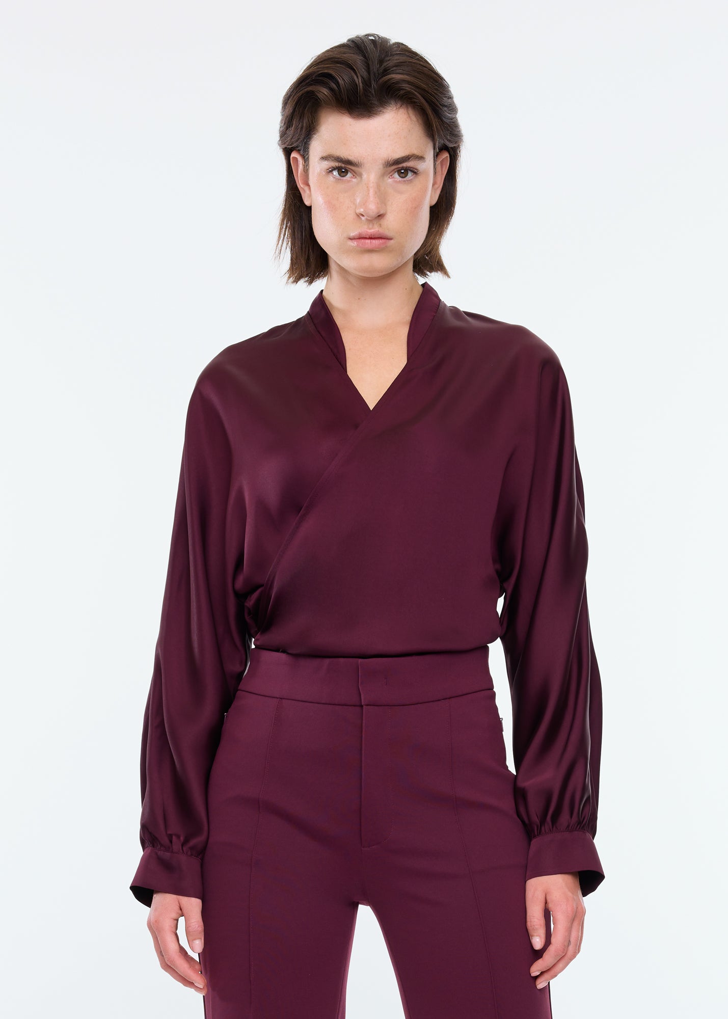 Wrap satin blouse