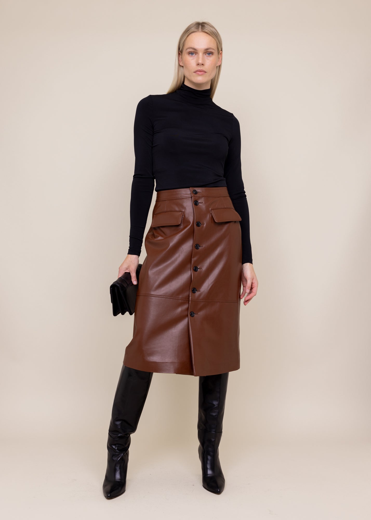 Leren best sale rok midi