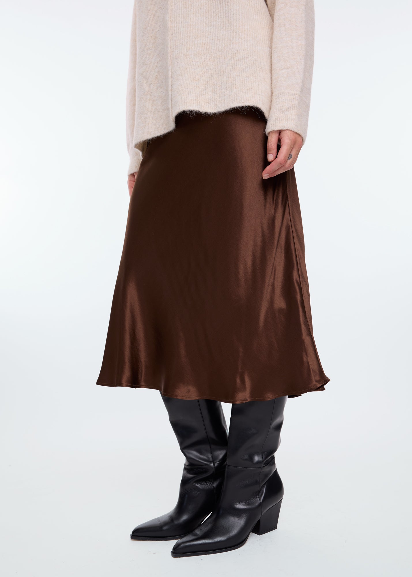 Bias satin skirt