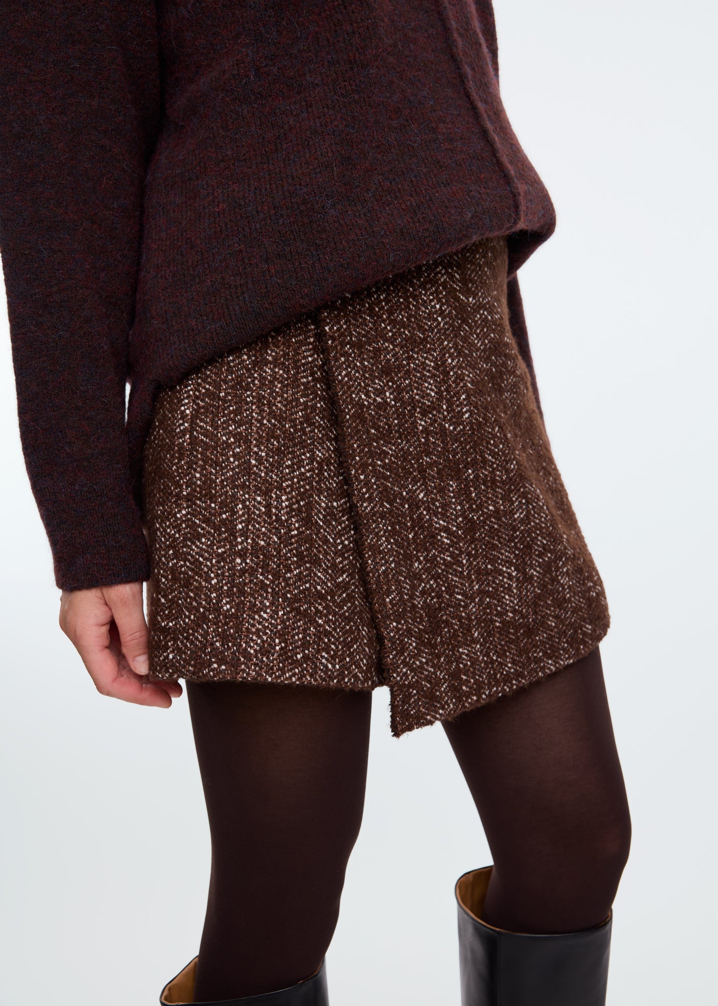 Metallic boucle skort