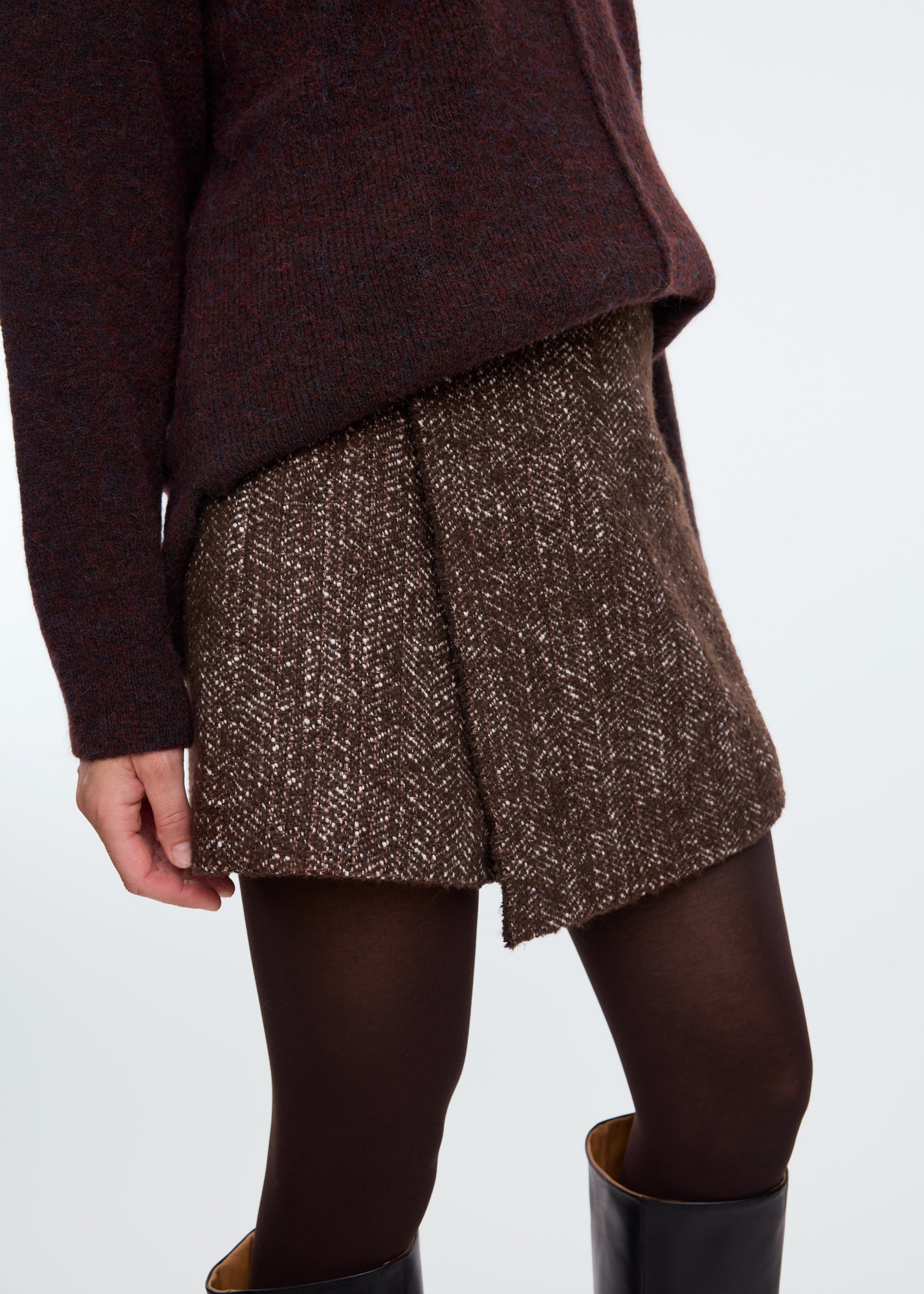 Metallic boucle skort