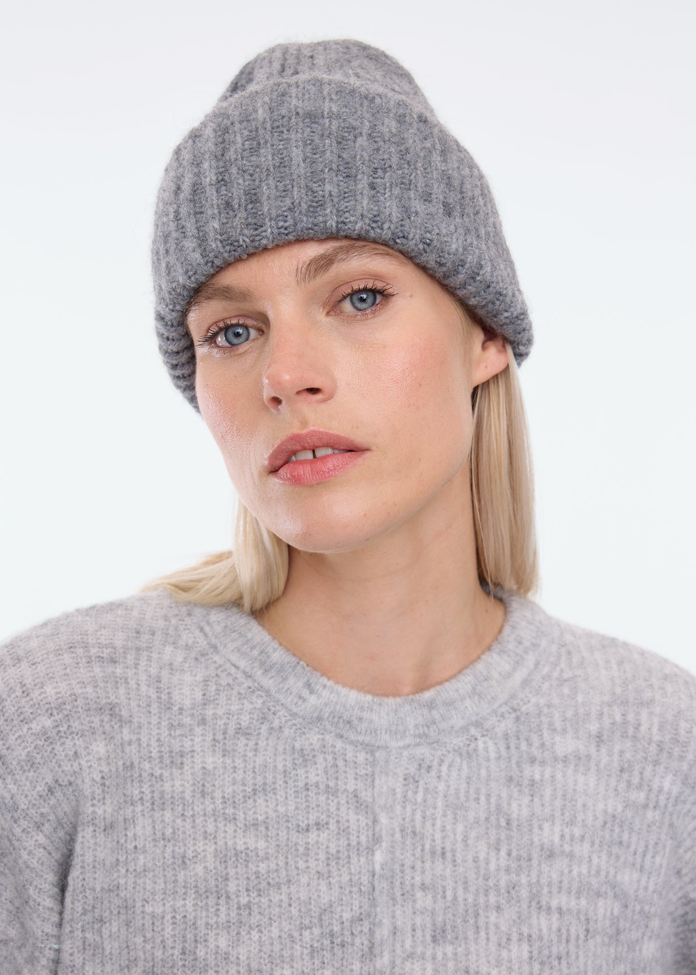 grijze wolmix beanie