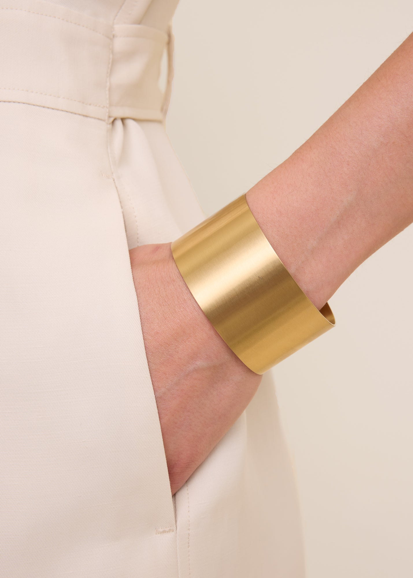 Wide gold plated bangle