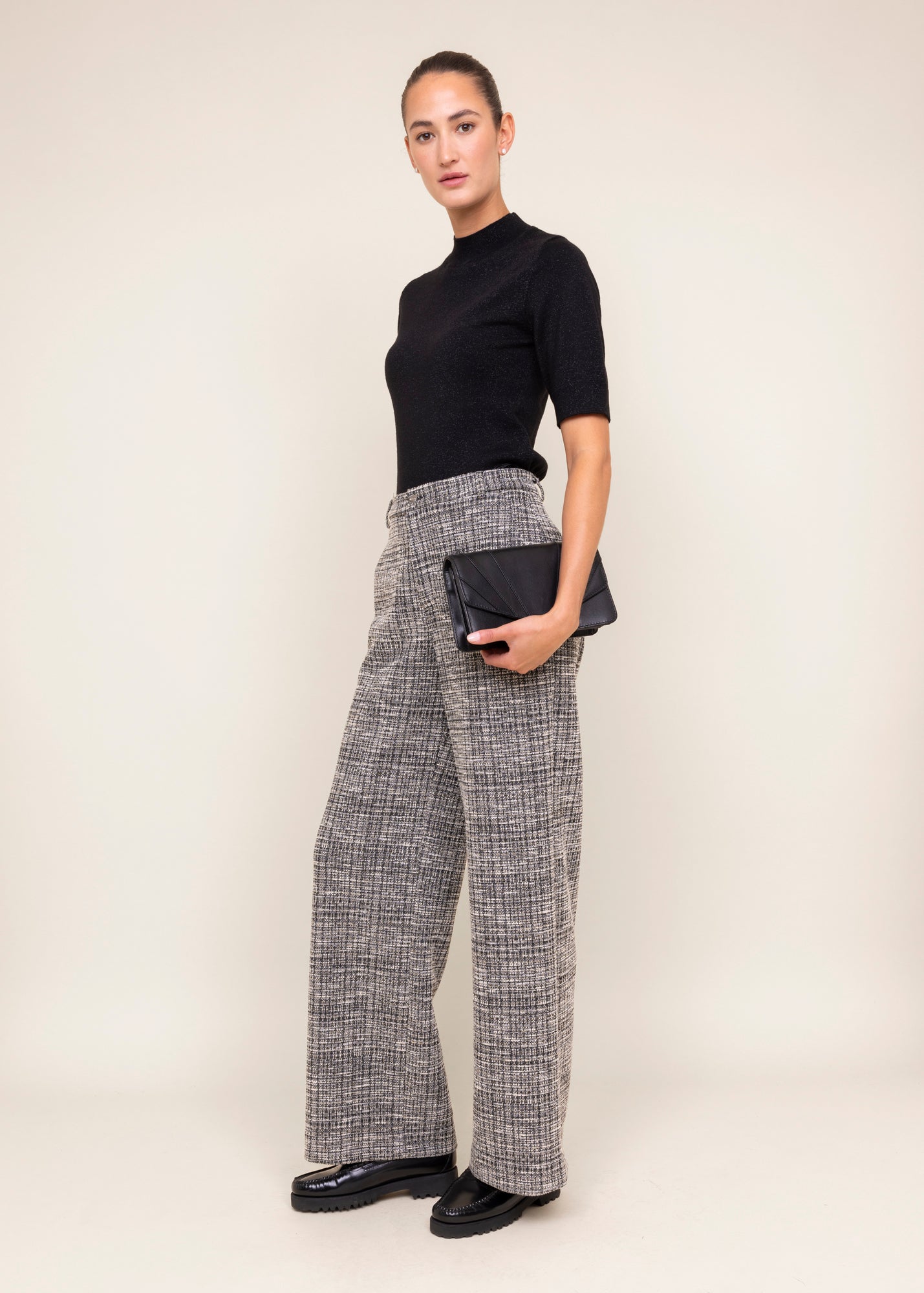 Tricot tweed-look pantalon