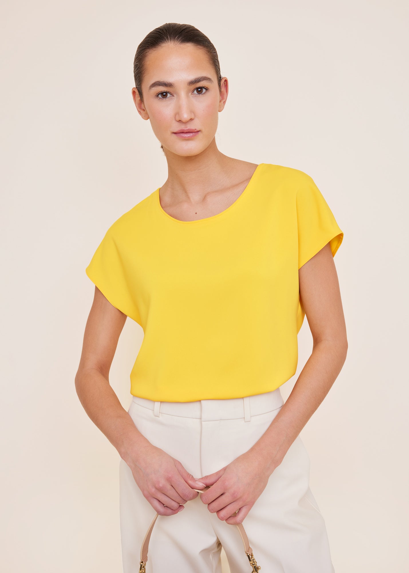 Crepe top with side slits