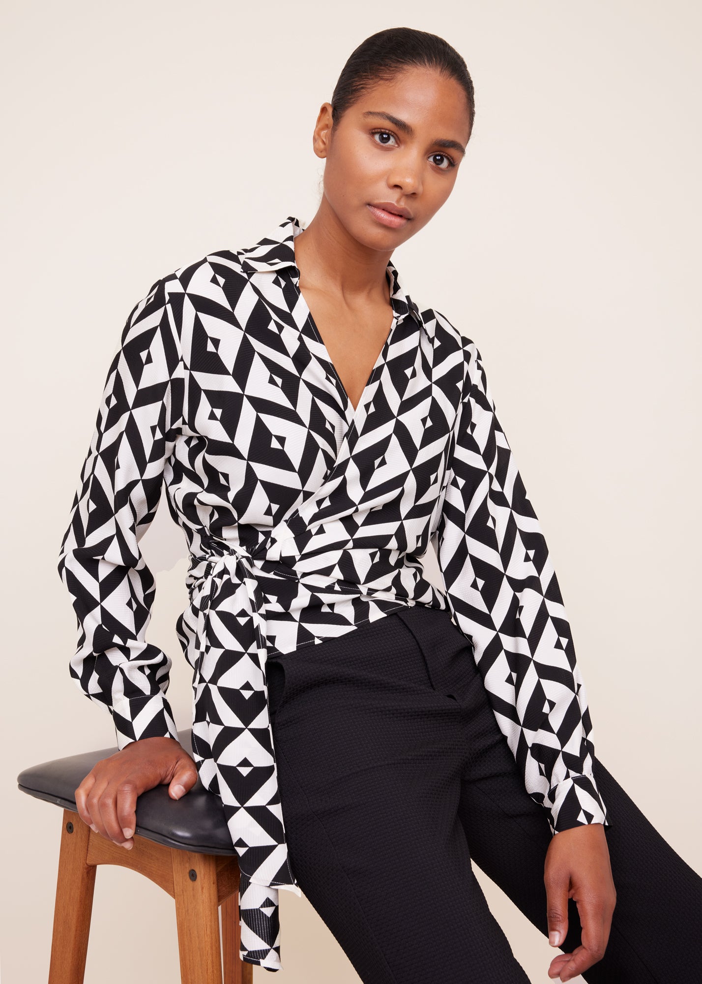 Viscose wrap top with print