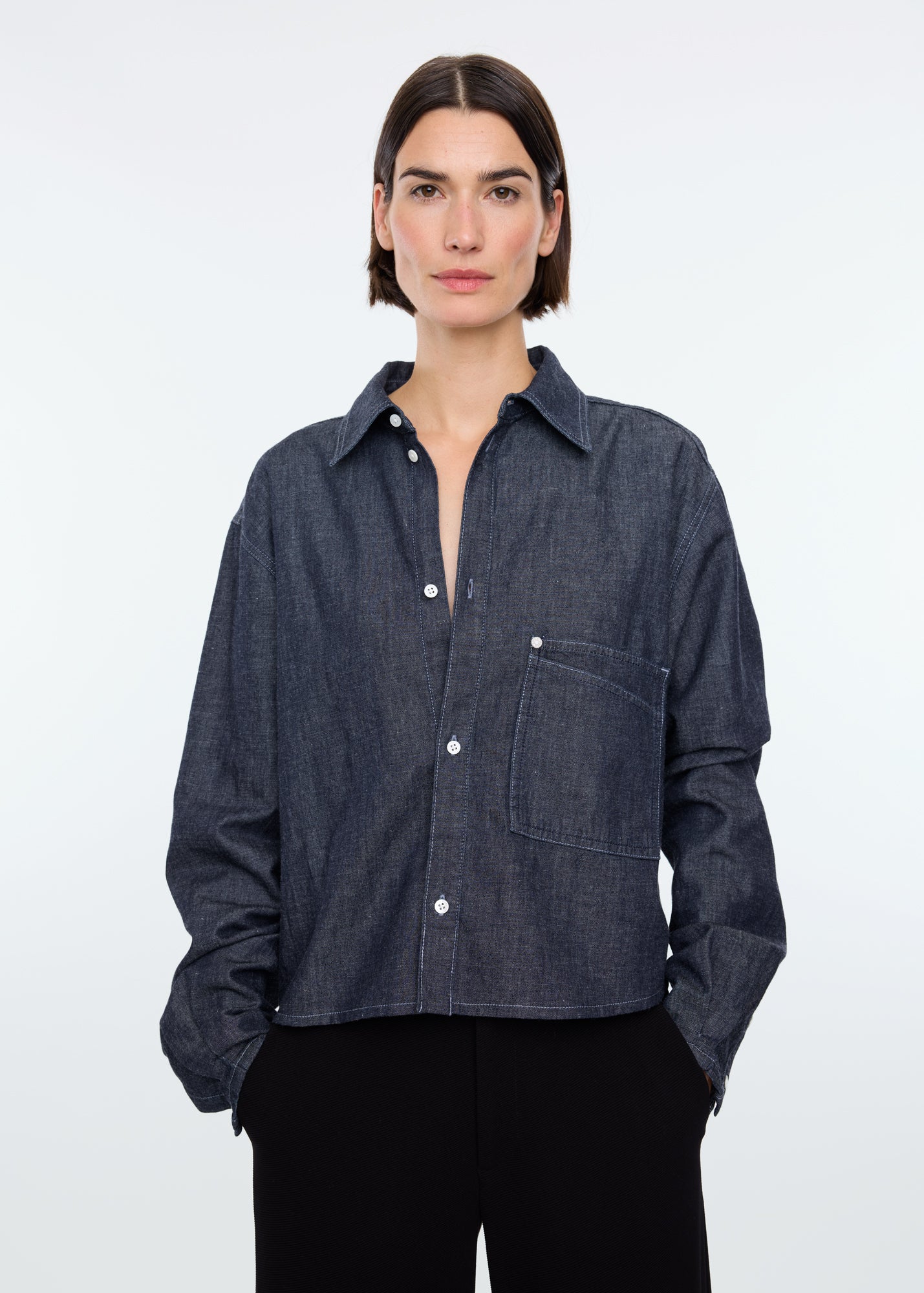 Rinsed chambray blouse