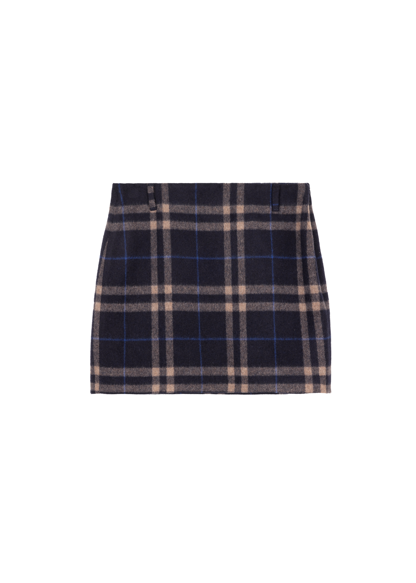 Checked wool mini skirt