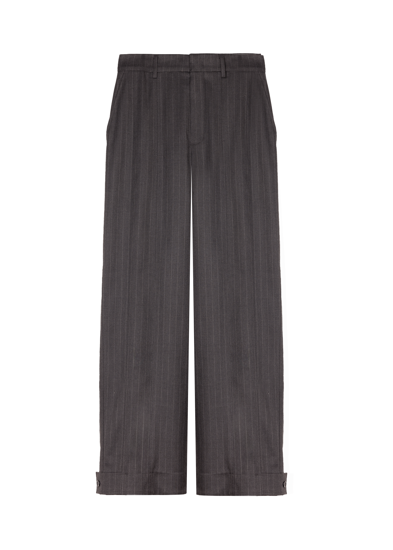 Tailored wide-leg, pinstriped trousers