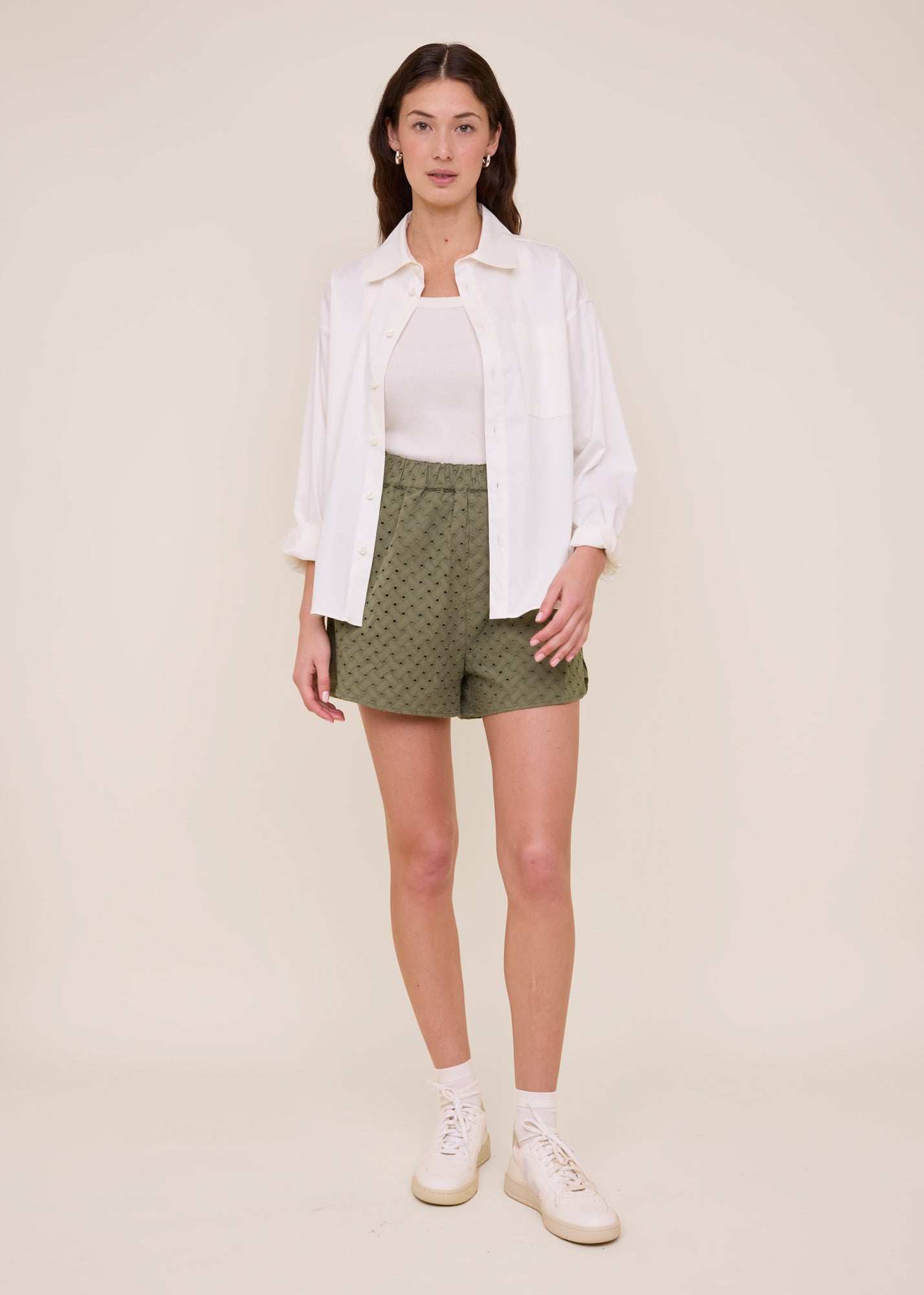 Broderie cotton shorts