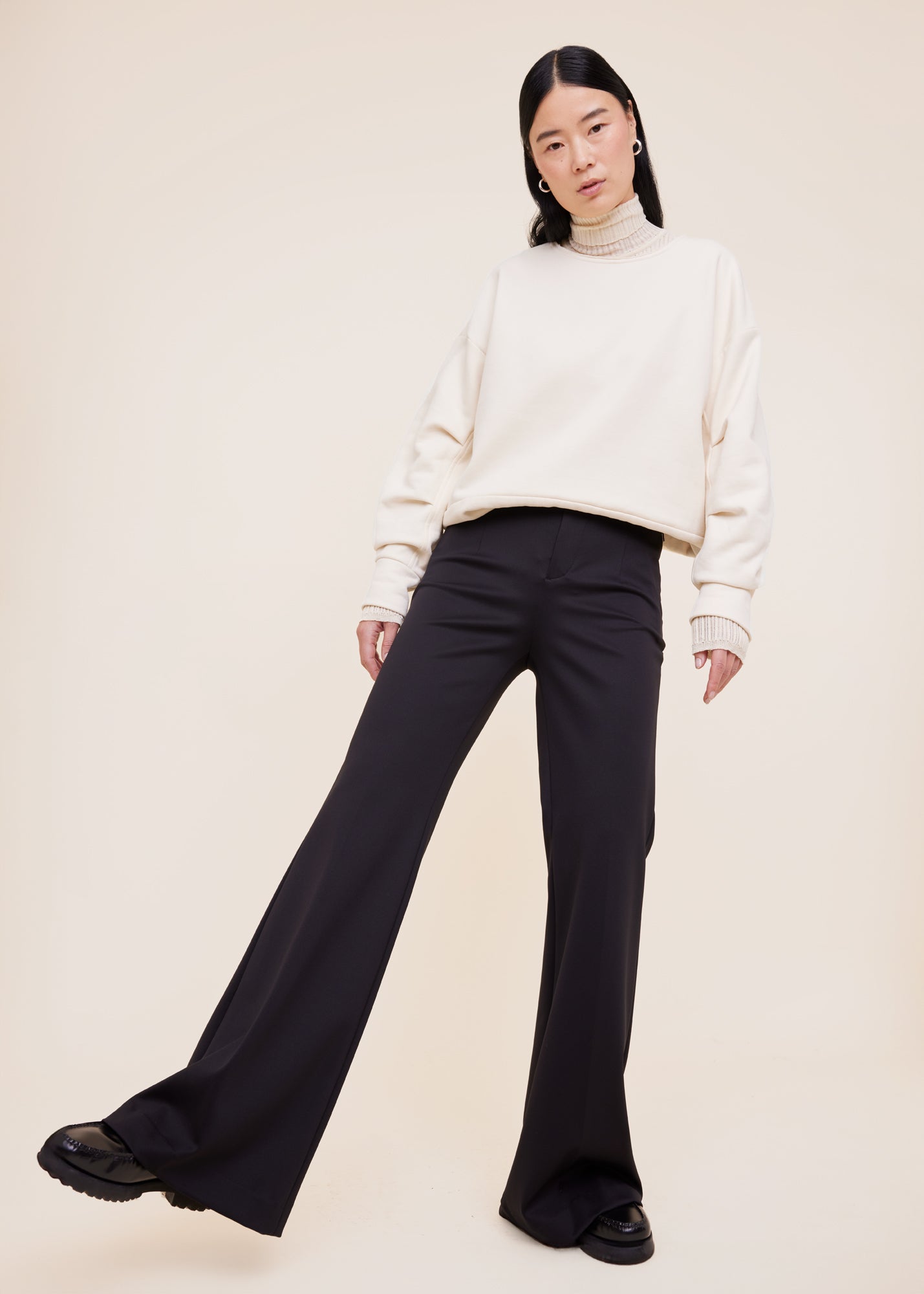 High-tech flared trousers