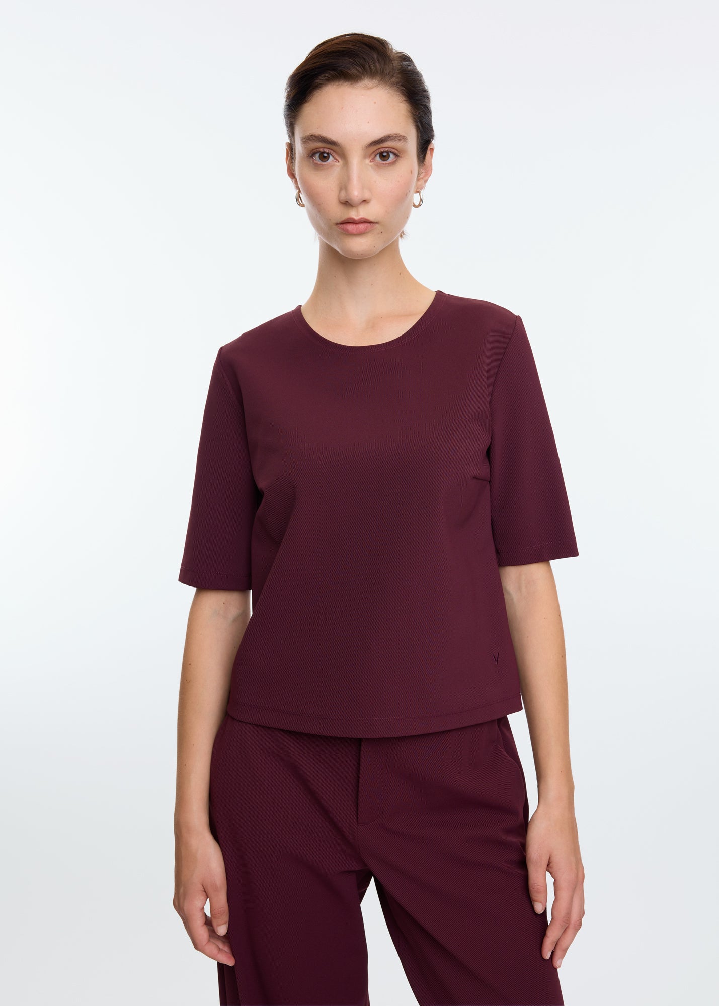 Mid sleeve twill top