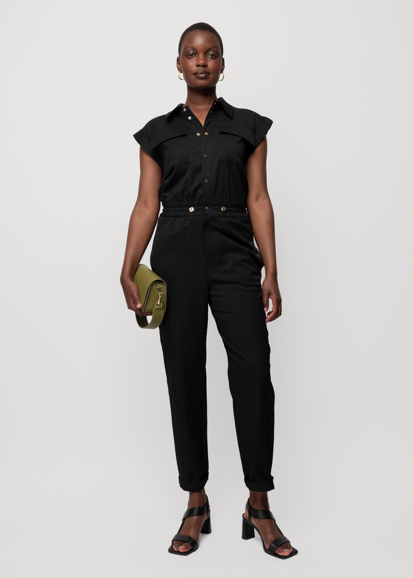 Viscose jumpsuit with short sleeves