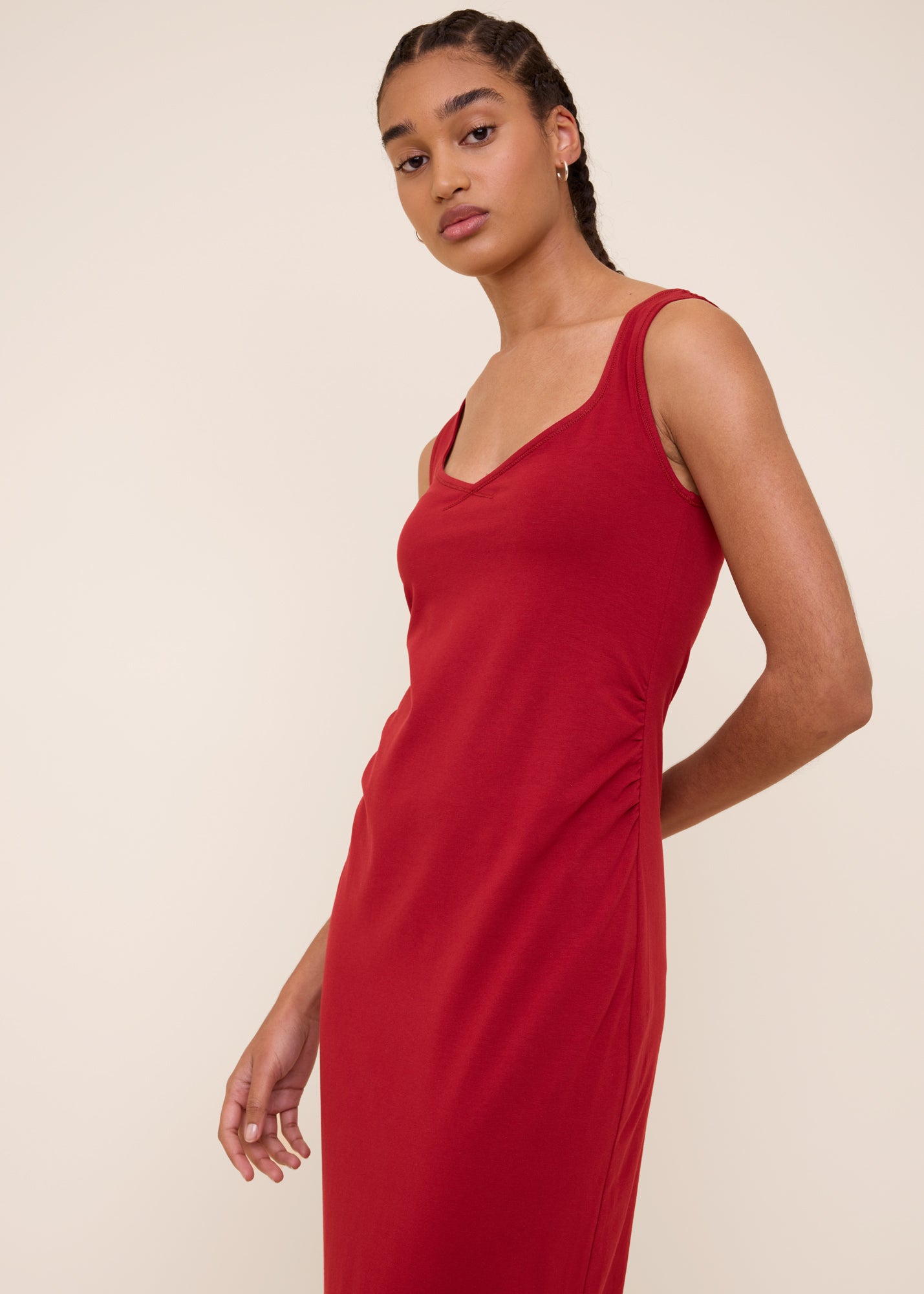 rode jersey jurk vanilia