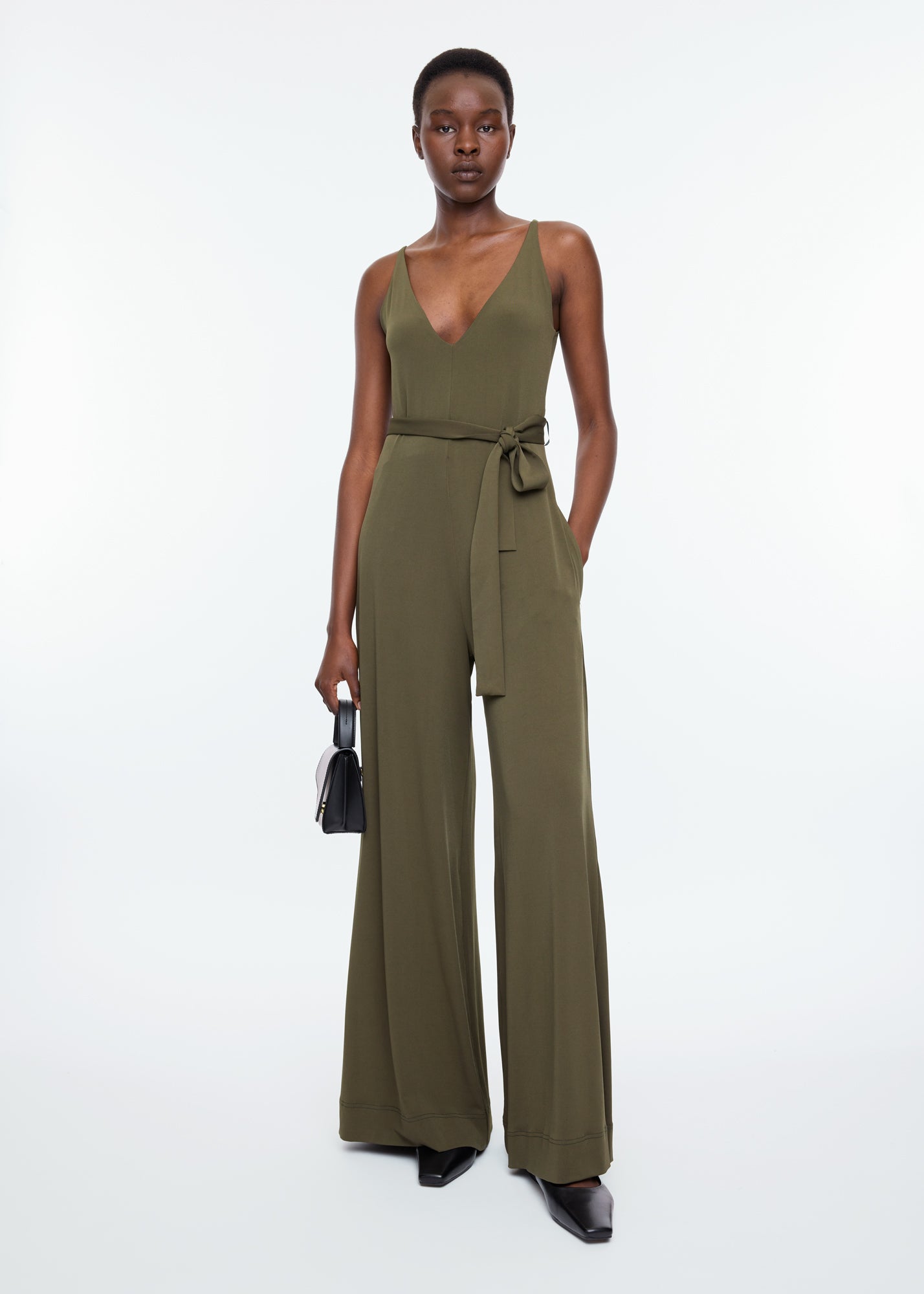 V-shape jersey jumpsuit