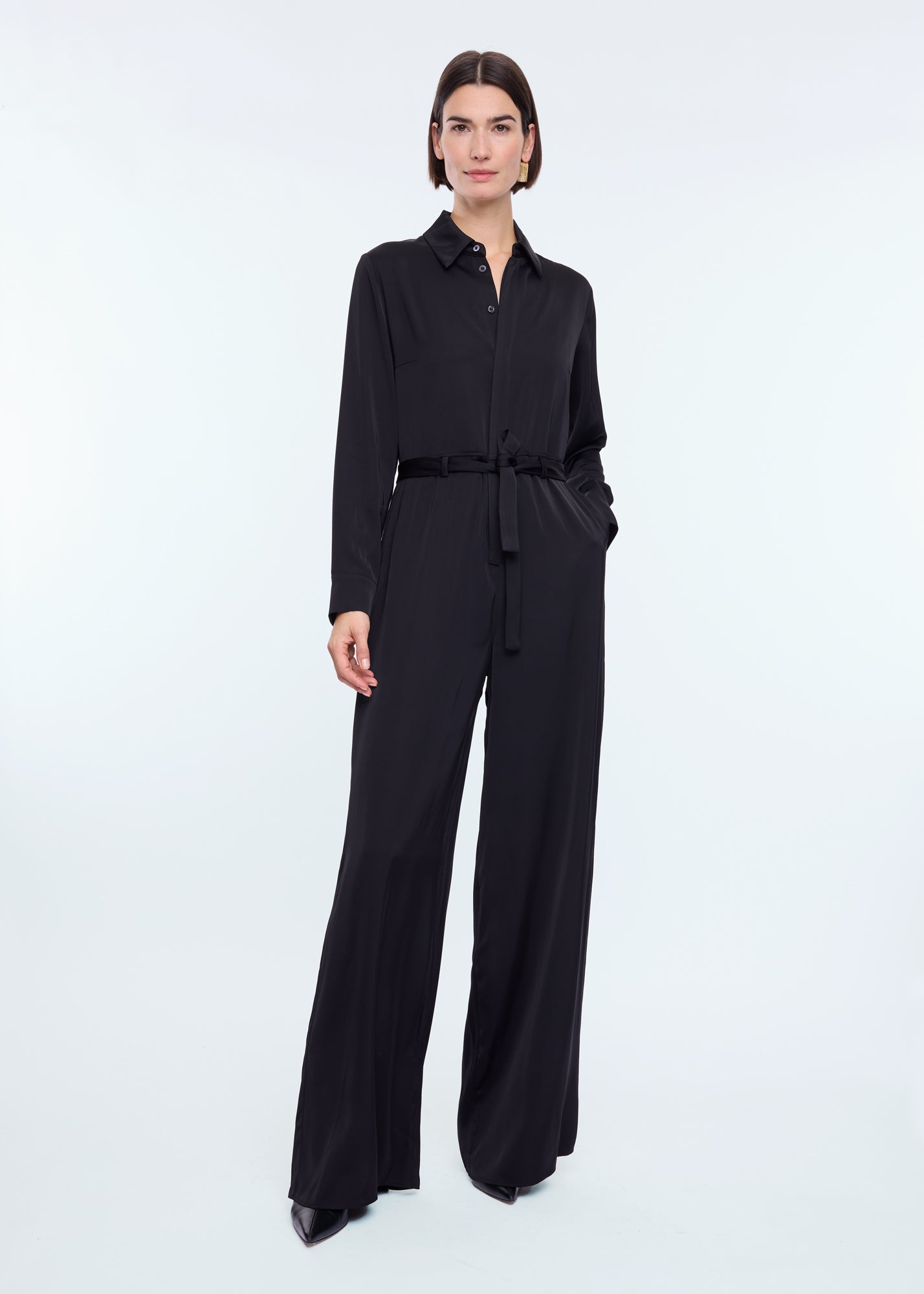 Wide satin jumpsuit