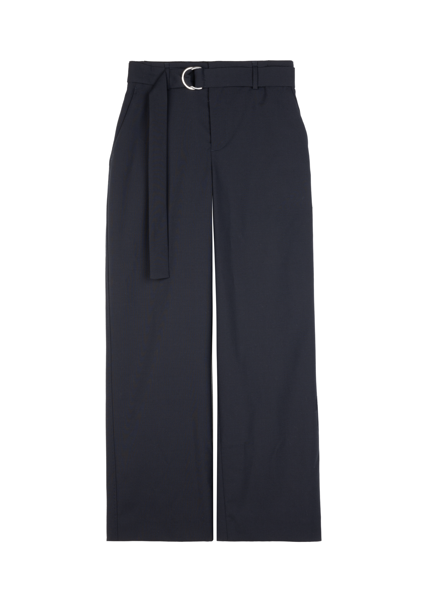 Wool-blend trousers with belt