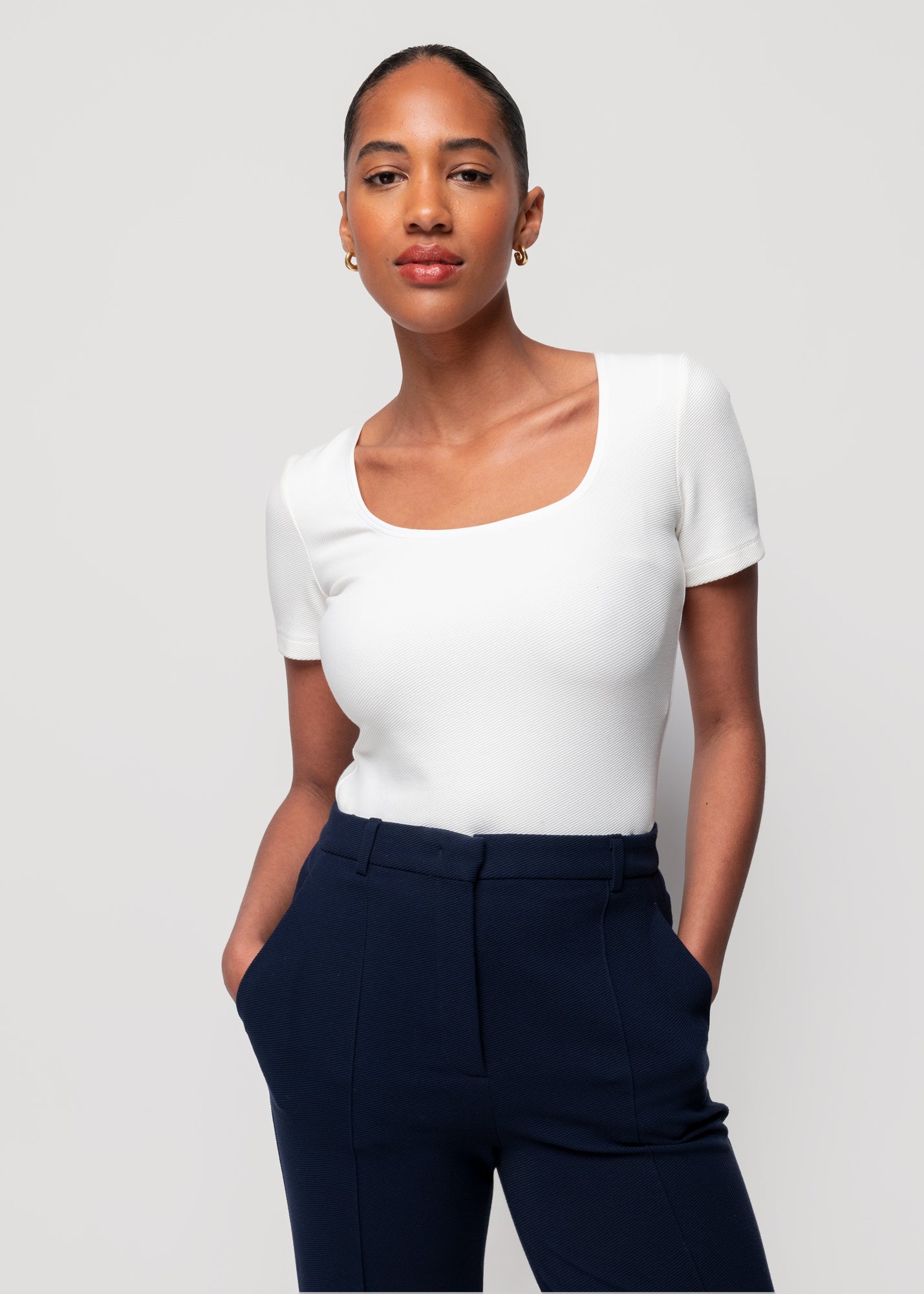 Ribbed top with square neckline